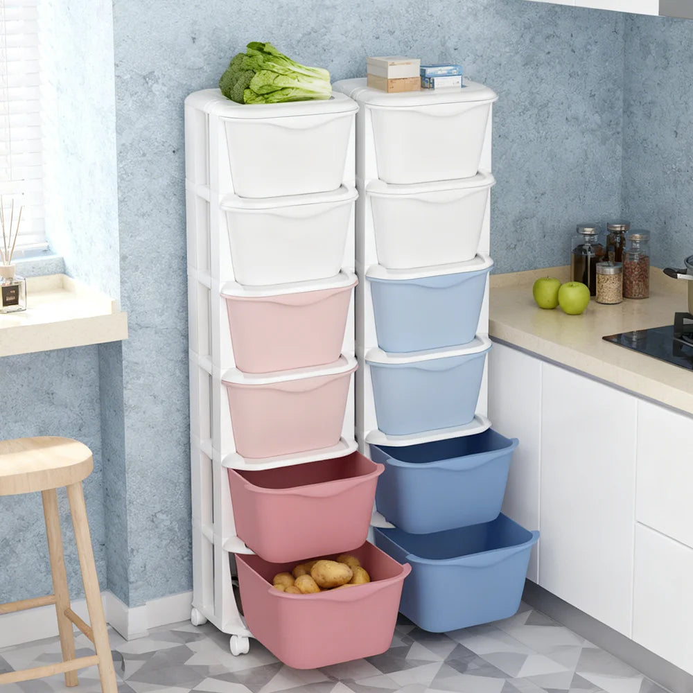 5/6-Tier Rolling Drawer Storage Cabinet | Stackable Home Organiser with Wheels