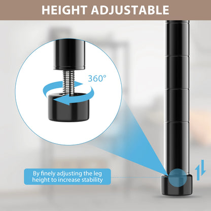Heavy Duty Adjustable Wire Shelving Unit | 3, 4 or 5 Tier | Kitchen & Garage