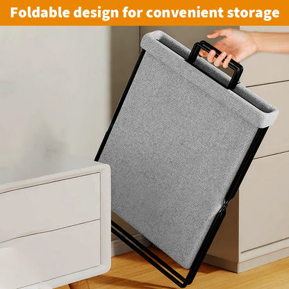 Foldable Laundry Basket Hamper with Lid & Metal Frame