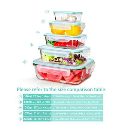 Borosilicate Glass Food Storage Containers with Steam Vent Lids | 2, 4 or 6-Pack