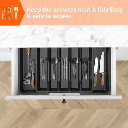 Expandable Cutlery Drawer Organiser | 33–57cm | 8 Compartments