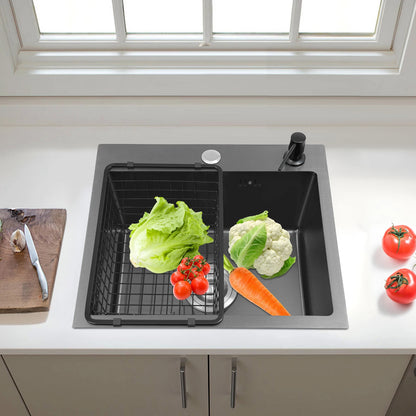 Black Stainless Steel Kitchen Sink with Faucet & Soap Dispenser | Nano-Coated