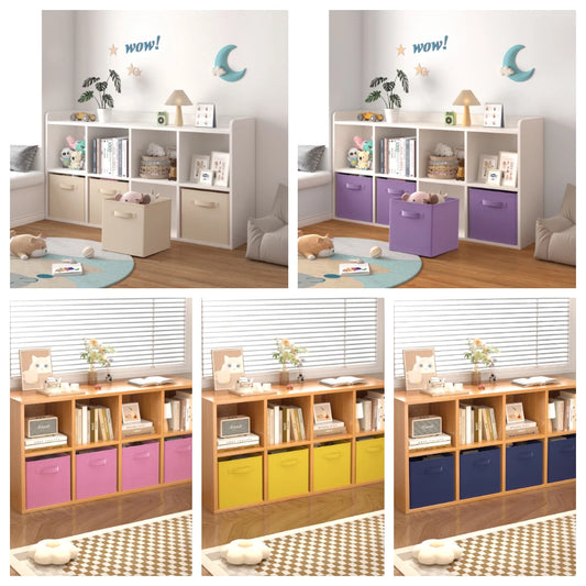 BonChoice Foldable Storage Cubes 30x30x30cm with Handle Pack of 6, Fabric Open Storage Bins Wardrobe  Organization