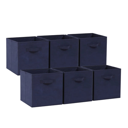BonChoice Foldable Storage Cubes 30x30x30cm with Handle Pack of 6, Fabric Open Storage Bins Wardrobe  Organization
