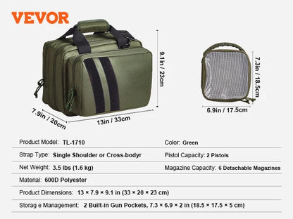SucceBuy Tactical Range Backpack 2/6 Pistols Gun Backpack with Independent Pistol Bags and Magazines Pistol Backpack for Outdoor