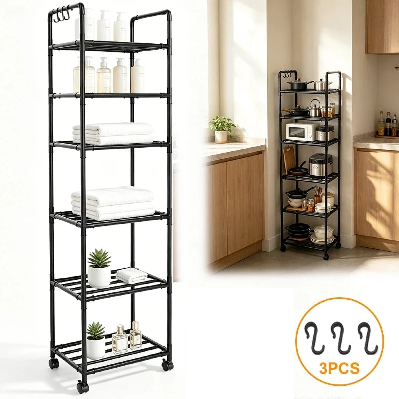 6-Tier Rolling Storage Shelf | Kitchen, Bathroom & Laundry Organiser