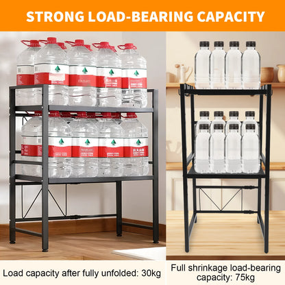 Expandable Microwave & Oven Countertop Shelf | Adjustable Carbon Steel Rack