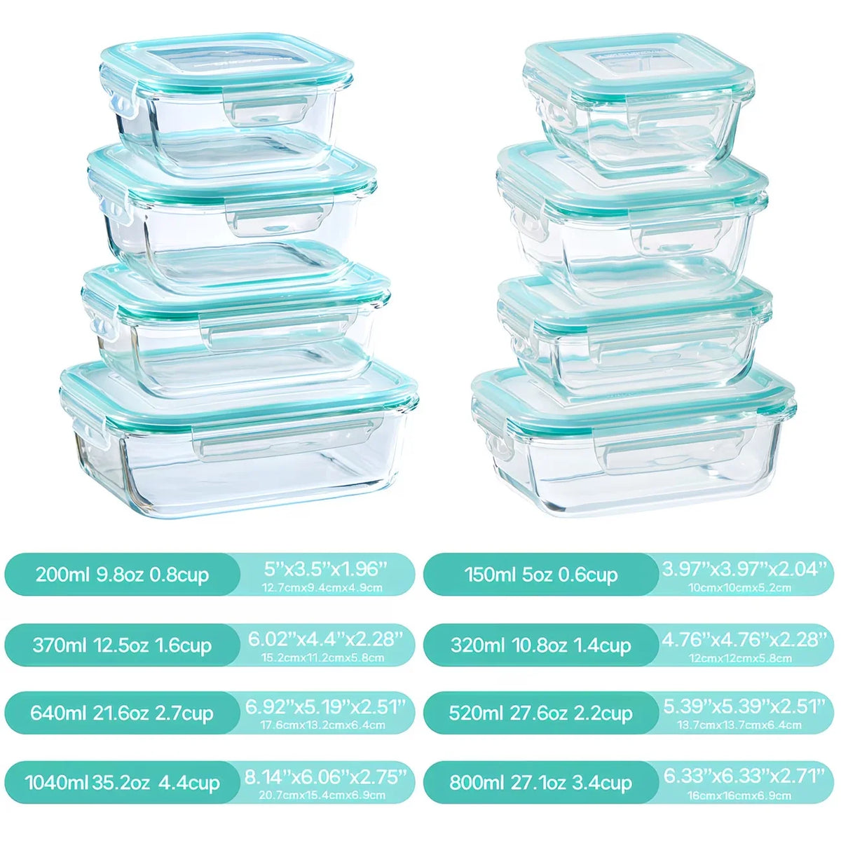 Local Warehouse Glass Lunch Box Food Storage Containers Ideal for Meal Prep Sealing Microwave Refrigerator Dishwasher Food Safe