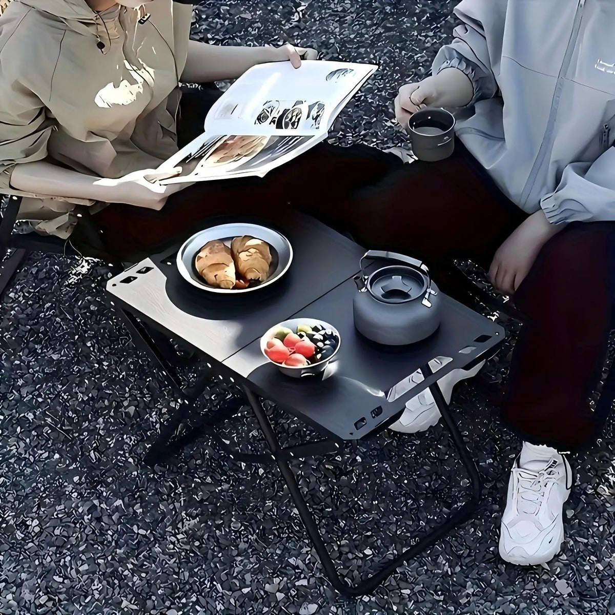 Outdoor Camping Tactical Table,Camping Side Table Folding Grill Side Table, suitable for camping and picnics,easy to carry,Black