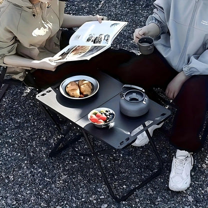 Outdoor Camping Tactical Table,Camping Side Table Folding Grill Side Table, suitable for camping and picnics,easy to carry,Black
