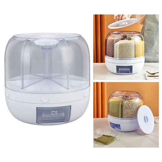 6-Grid Rotating Cereal & Grain Dispenser | Insect-Proof | Kitchen Pantry Organiser