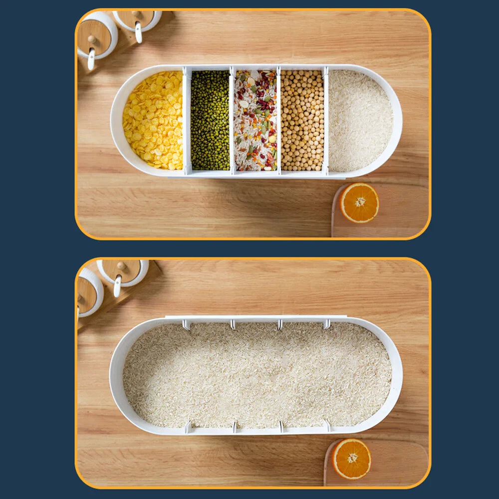 Wall-Mounted Dry Food Storage Dispenser 9Kg Capacity Airtight Cereal & Grain Organizer with Removable Compartments
