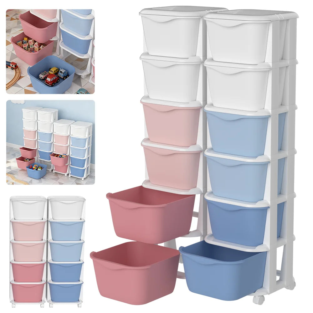 5/6-Tier Rolling Drawer Storage Cabinet | Stackable Home Organiser with Wheels