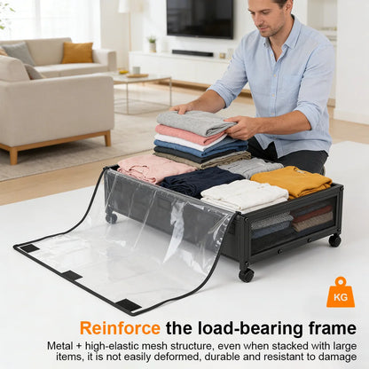 Under-Bed Storage Organiser 35L | Wheels, Lid & Clear Window | 62×42×18cm