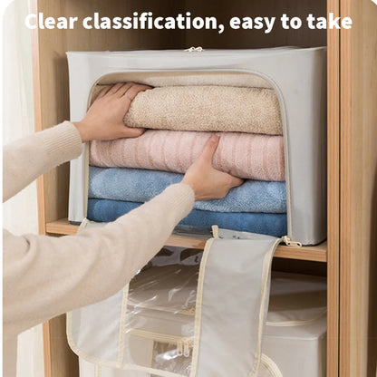Set of 2 Foldable Oxford Cloth Storage Bags | 24L | Steel Frame | Clothes & Bedding Organiser