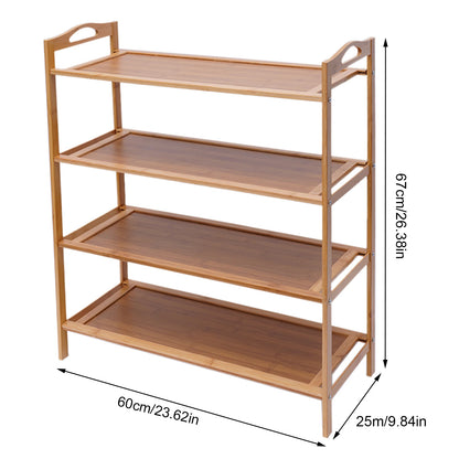 4-Tier Bamboo Shoe Rack | Stackable | Indoor & Outdoor | Entryway Organiser