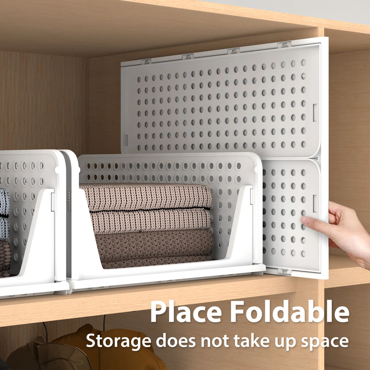 Wardrobe Storage Organiser, 4 Pack Stackable Storage Boxes Clothes Storage,Cupboard Storage Organiser, Under Sink Storage
