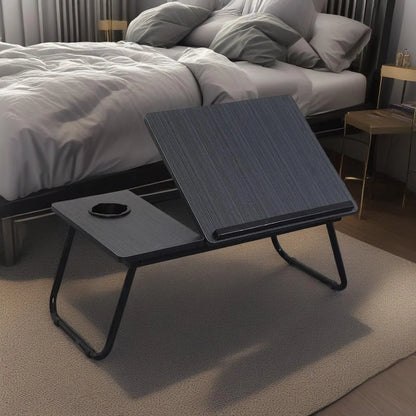 Height-Adjustable Foldable Bed & Laptop Table | Cup Holder | Portable Desk for Bed & Office