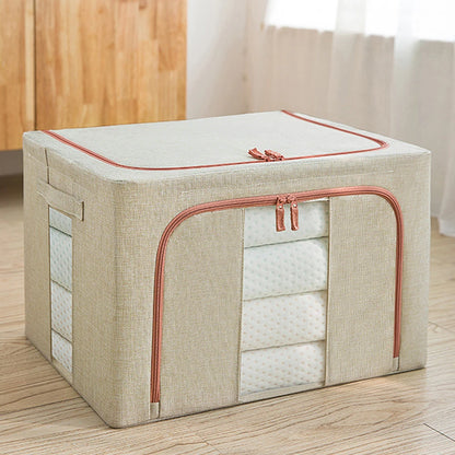 Set of 3 Foldable Clothes Storage Boxes with Metal Frame | Large Capacity Wardrobe Organiser