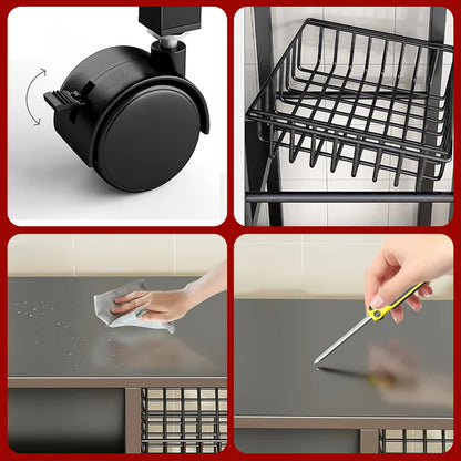 4-Tier Metal Storage Rack | Kitchen & Bathroom Organiser | 92×32×108cm