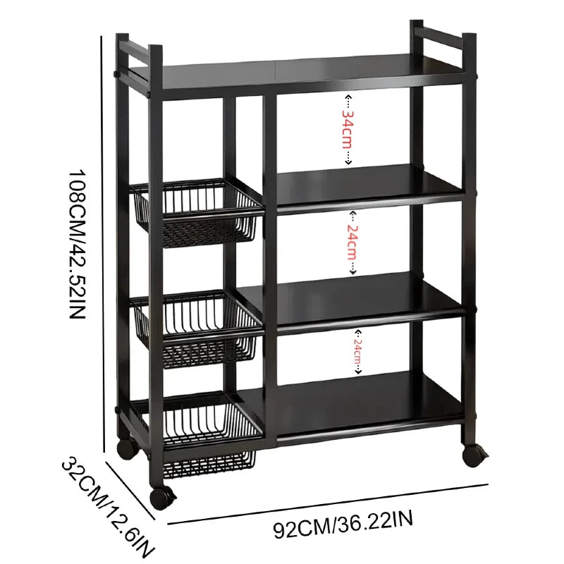4-Tier Metal Storage Rack | Kitchen & Bathroom Organiser | 92×32×108cm