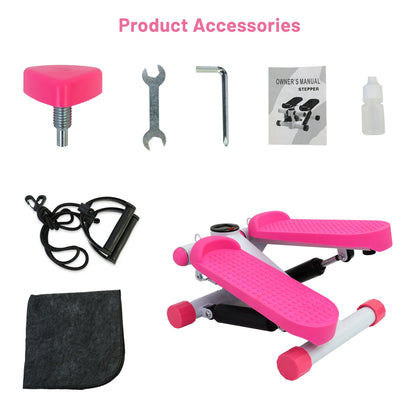 Mini Stepper Silent Exercise Twist Stair Stepper Workout Exercise Equipment 330lbs with Resistance Bands Digital Display