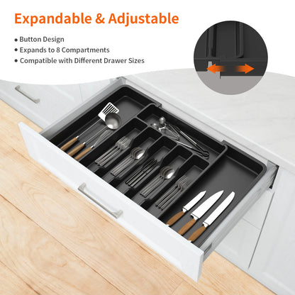 Expandable Cutlery Drawer Organiser | 33–57cm | 8 Compartments
