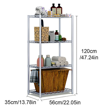 Metal Storage Rack 4-Tiers Organiser Shelf Unit Display Rack for Kitchen Bathroom Office 120*56*35cm