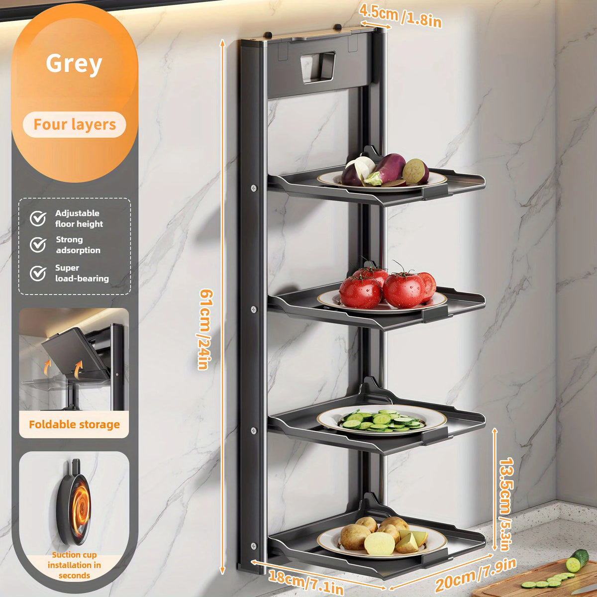 4-Tier Foldable Wall-Mounted Spice Rack | Space-Saving Kitchen Organiser
