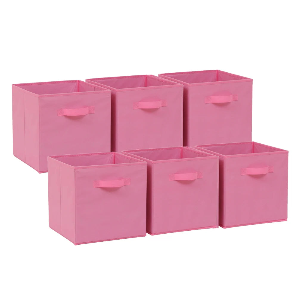 BonChoice Foldable Storage Cubes 30x30x30cm with Handle Pack of 6, Fabric Open Storage Bins Wardrobe  Organization