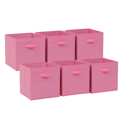 BonChoice Foldable Storage Cubes 30x30x30cm with Handle Pack of 6, Fabric Open Storage Bins Wardrobe  Organization