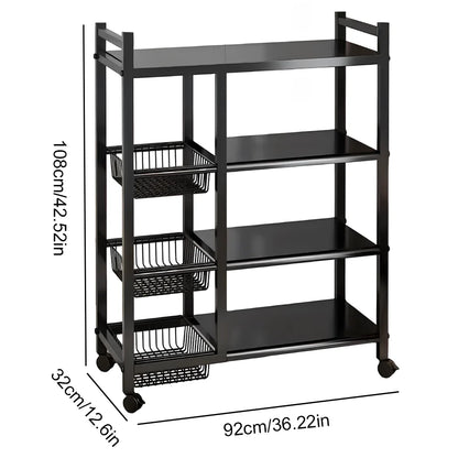 Wheeled Kitchen Storage Rack with Baskets – Multi-Tier Shelving Unit