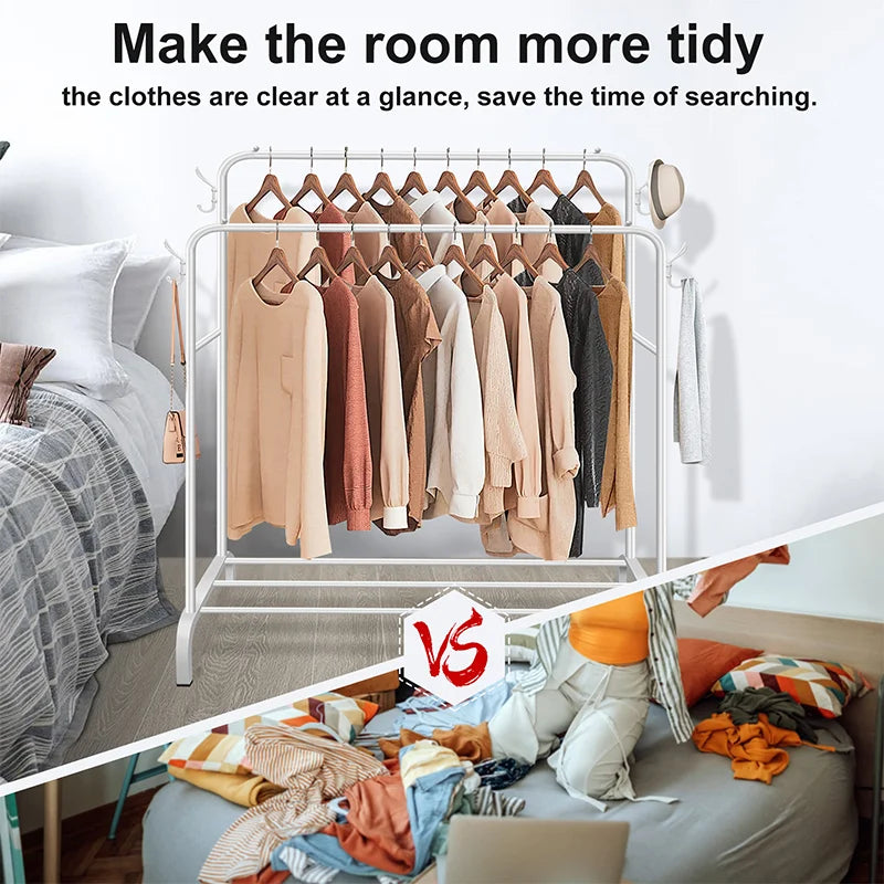 Double Rail Freestanding Clothes Rack | L110×W54×H150cm | Metal