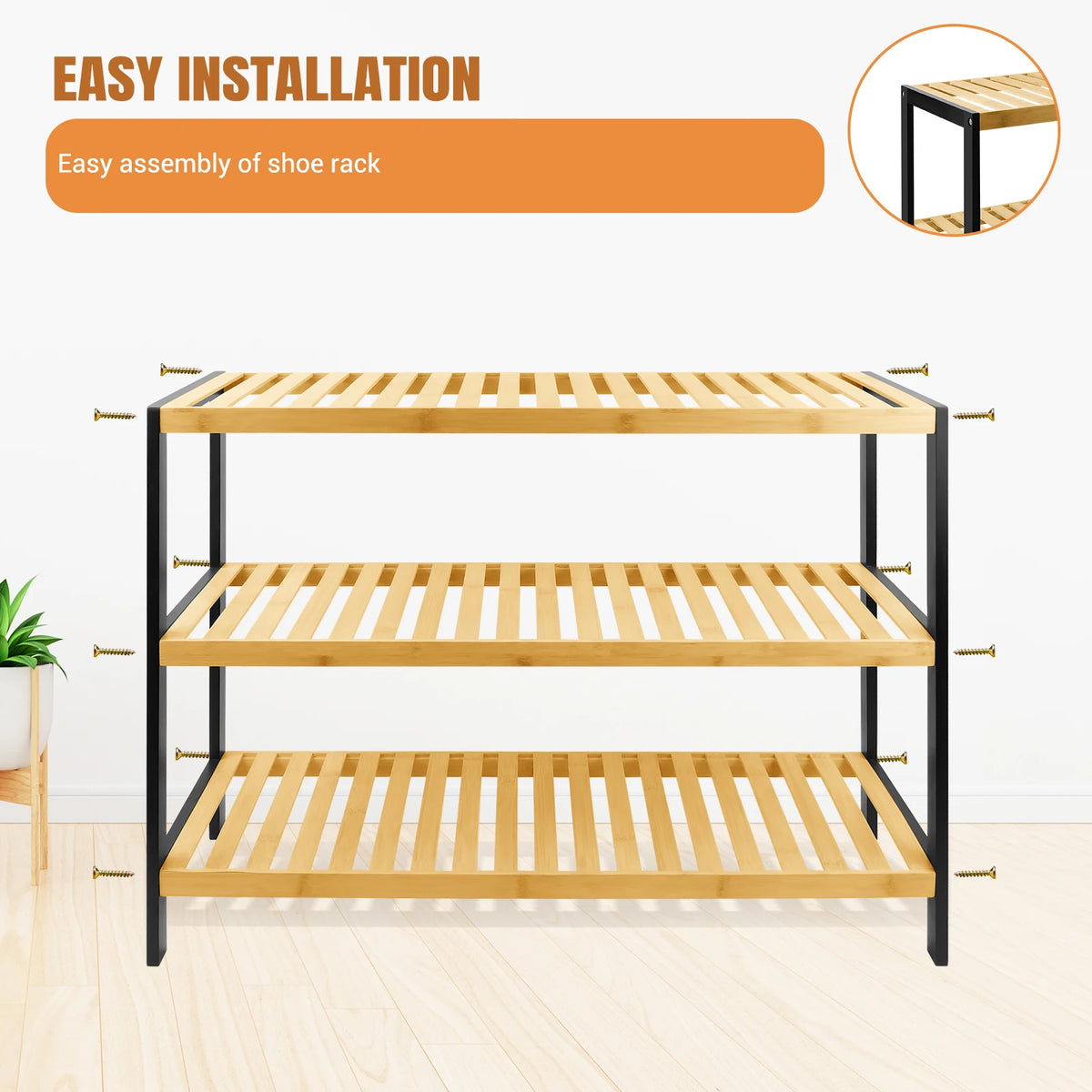 3-Tier Natural Bamboo Shoe Rack