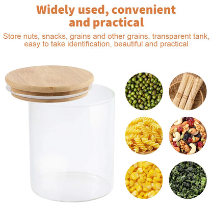 10-Piece Glass Storage Jar Set with Wooden Lids | 250ml & 350ml | Tea, Coffee & Pantry Organiser