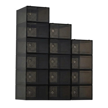 15pcs Foldable Shoe Boxes Stackable Shoe Cases Storage Plastic Shoes Box Dustproof Sneaker Boxes Shoes Furniture Organizers