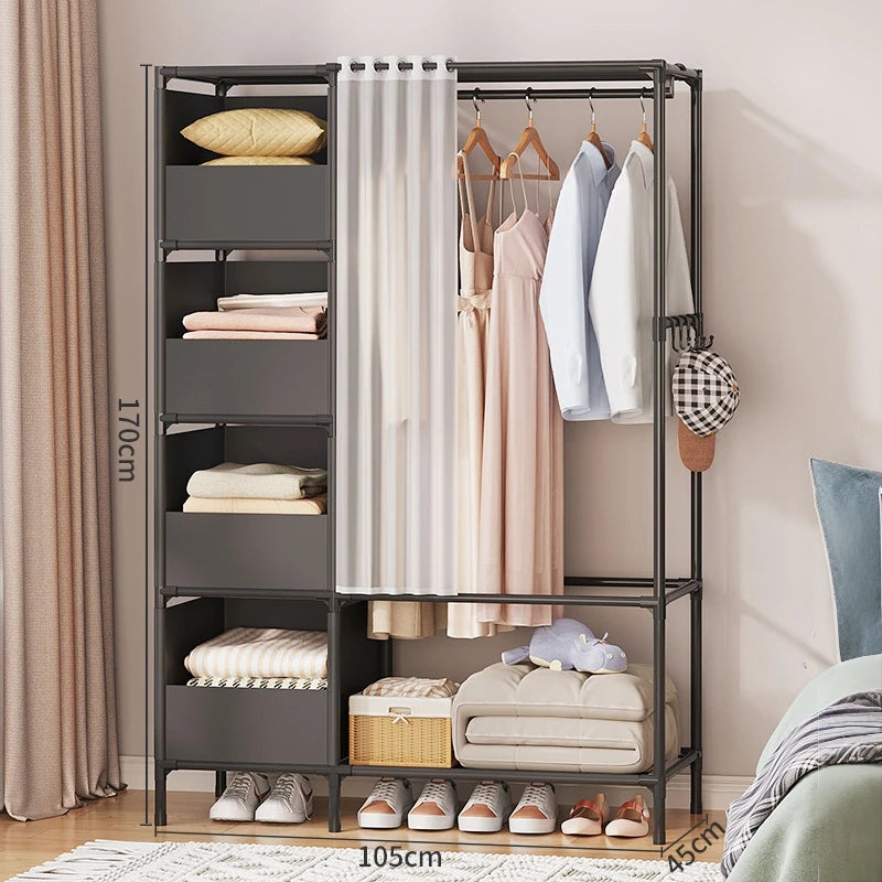 Heavy-Duty Metal Clothes Rail with Shelves, Shoe Rack & Side Hooks | 152kg