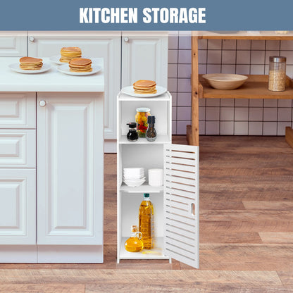 3-Tier Bathroom Floor Cabinet with Door - Freestanding Storage Organizer for Bathroom, Kitchen, Bedroom, Living Room