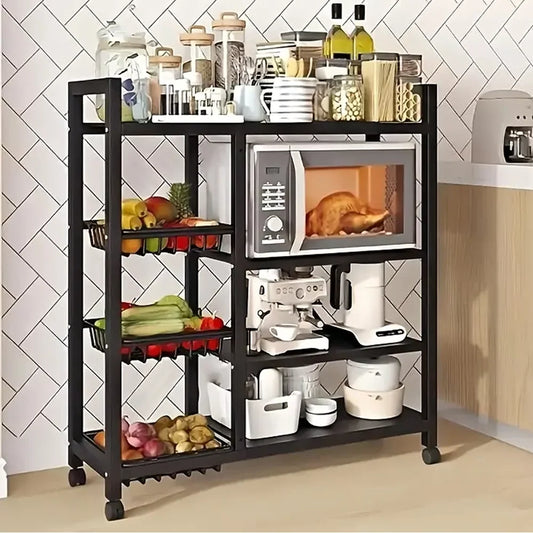 New Metal Shelf 4-Tier Storage Rack with Wheels Utility Rack Shelf Basket for Kitchen Bathroom Organizer 92*32*108cm