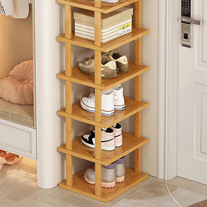 6-Tier Stackable Bamboo Shoe Rack – Space-Saving Corner Organiser