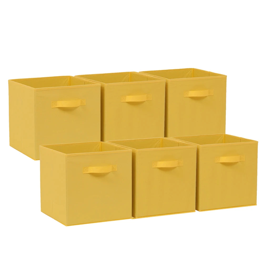 BonChoice Foldable Storage Cubes 30x30x30cm with Handle Pack of 6, Fabric Open Storage Bins Wardrobe  Organization