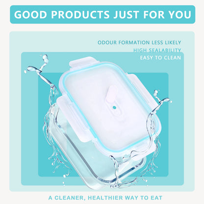 Borosilicate Glass Food Storage Containers with Steam Vent Lids | 2, 4 or 6-Pack
