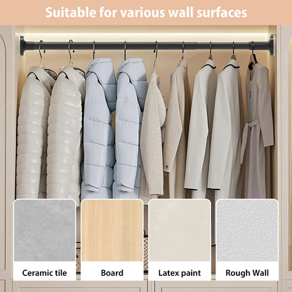 Adjustable Wardrobe Rail,Extendable Curtain Rod for Windows & Showers, Closet Hanging Rails for Clothes Wardrobe Bathroom