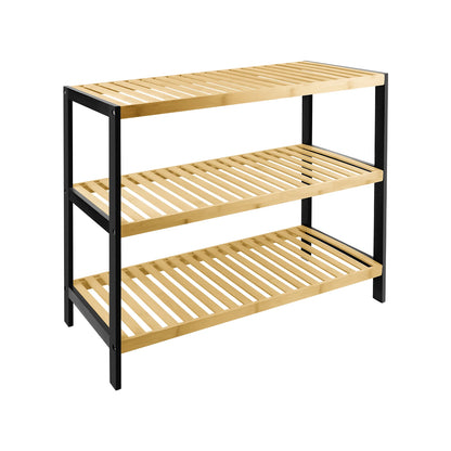 3 Tier Natural Bamboo Shoe Rack, Easy Assembly & Clean, Space-saving, Durable Shoe Racks Storage, Wooden Shoe Rack