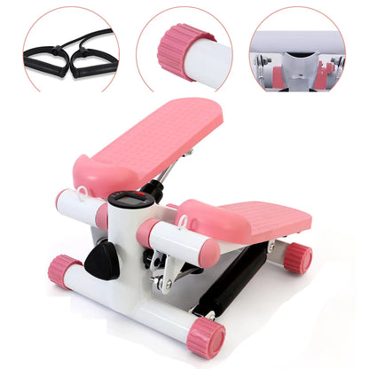 Mini Stepper Silent Exercise Twist Stair Stepper Workout Exercise Equipment 330lbs with Resistance Bands Digital Display