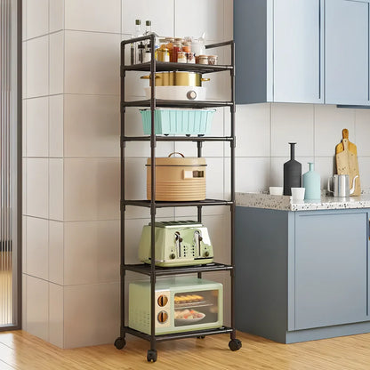 Heavy Duty 6-Tier Metal Utility Shelf with Locking Wheels