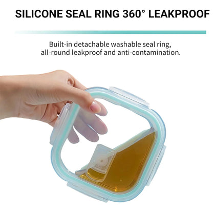 Meal Prep Glass Containers with Airtight Lids – 8 Pack, Rectangle (4 Sizes: 1040ml-200ml) & Square(4 Sizes: 800ml & 150ml)