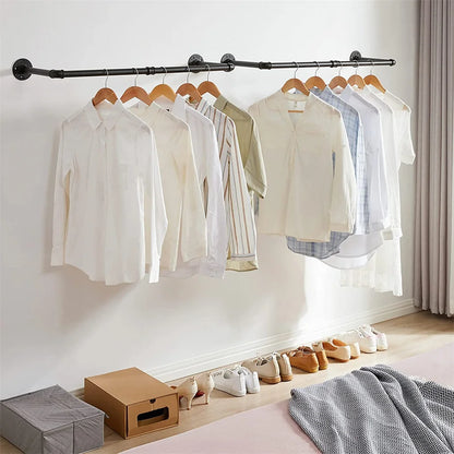 Wall-Mounted Industrial Pipe Clothes Rail – Pack of 2