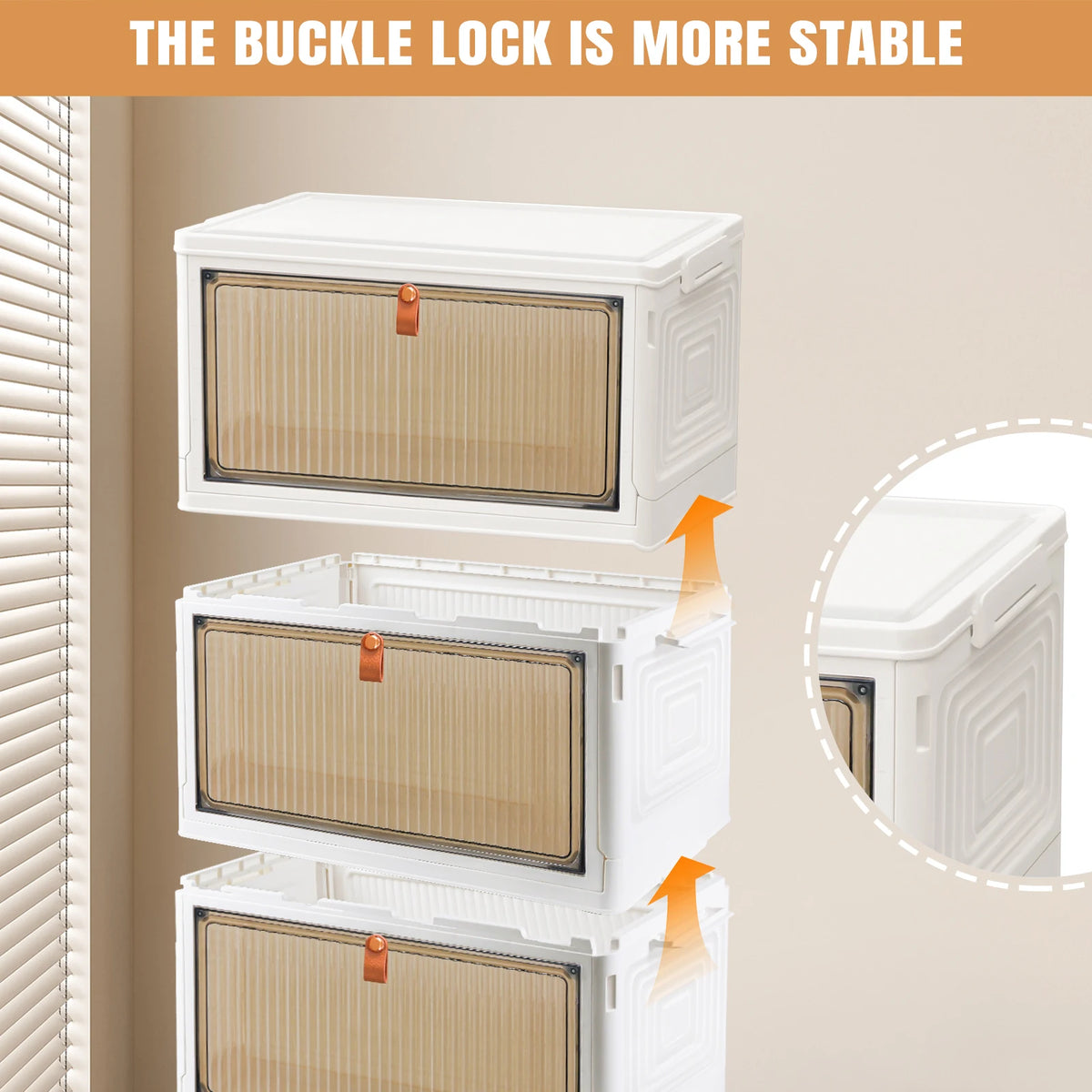 3/4/5 Tier Stackable Storage Boxes with Lids,Sturdy PP Matterial, Foldable Plastic Storage Unit for Toys/Office Supplies/Clothes