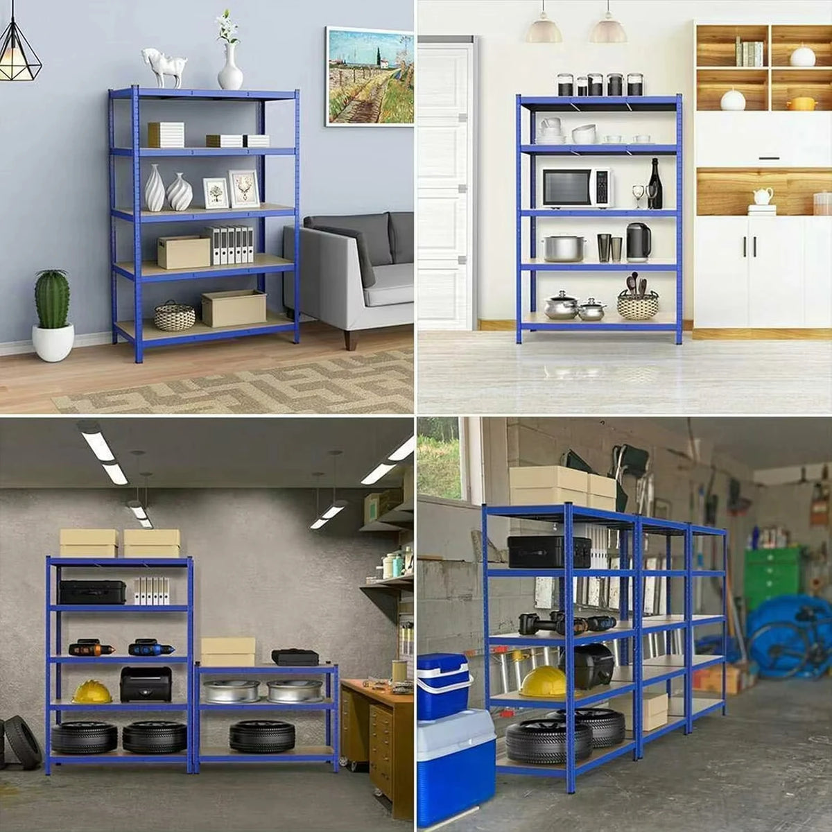 BRIEFNESS Blue 5-Tier Heavy Duty Boltless Metal Shelving Unit - 875kg Capacity Workshop/Office Storage Rack - Easy Assembly